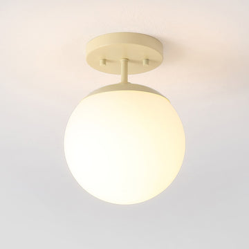 Marcel Bistro 7.75" Bohemian Farmhouse Iron/Frosted Glass LED Semi Flush Mount - JONATHAN Y